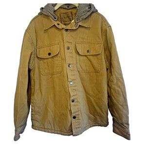 Jachs New York Men's Jacket Color TAN Size Medium‎ Removable Hood  Snap Front